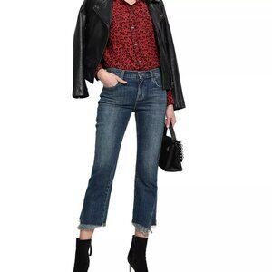 NEW Current/Elliott The Fan Kick Medium Wash Fray Hem Jeans 25 CONTEMPORARY BOHO